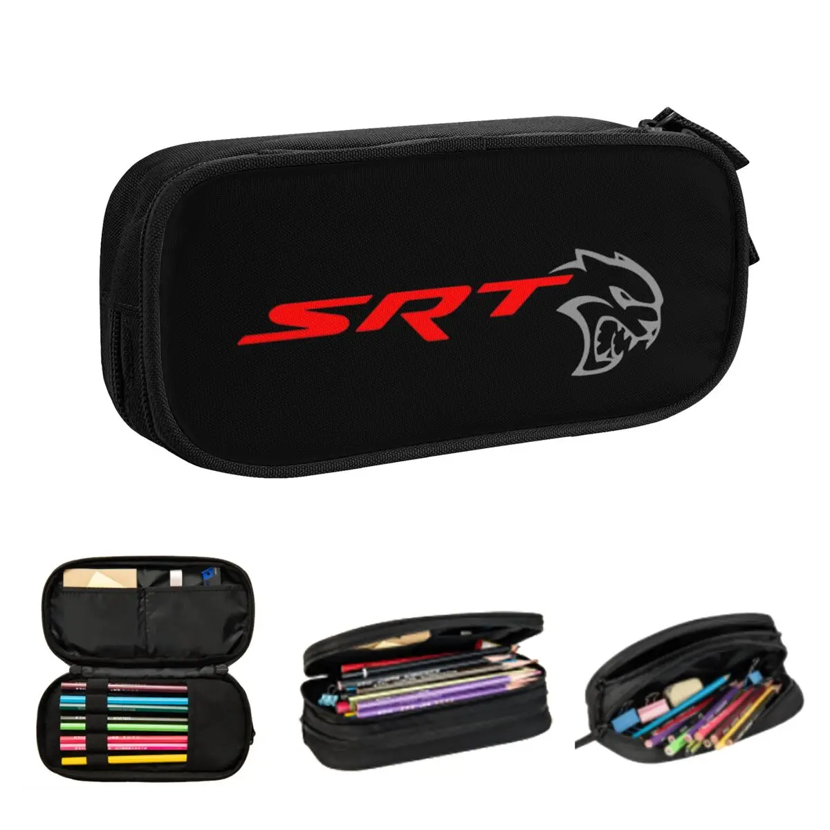 SRT Hellcat Demon Dodge Challenger Car Racing Pencil Cases Large Storage Pen Bags Pen Box Pencil Pouch For Boys Girls Students