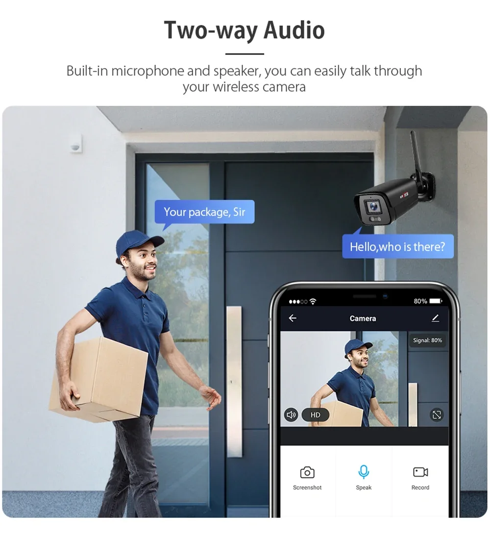 HD 8CH 3MP CCTV 屋外 最新 防水 ナイトビジョン WiFiキット ワイヤレス ホームセキュリティカメラシステム