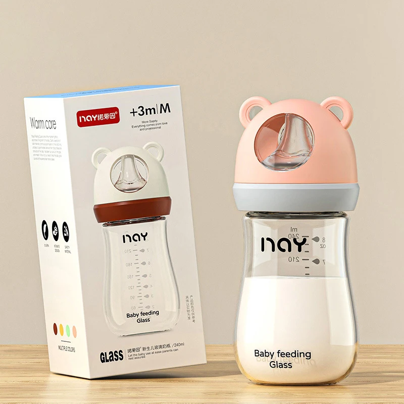 Anti-Choke Baby Bottle Newborn Wide-caliber Feeding Bottle  Anti-flatulence Milk Nursing Glass Bottles Infant BPA free 0-6 Month