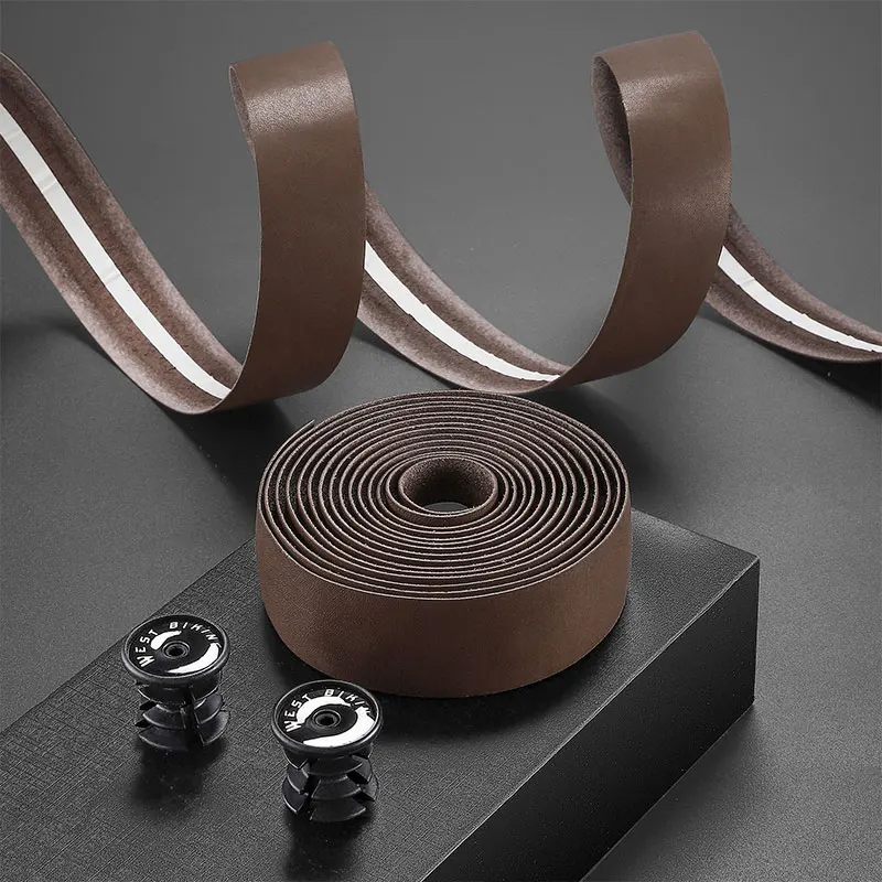 WEST BIKING Real Cowhide Bike Handlebar Tape Genuine Leather Retro Color Bicycle Handlebar Anti-slip Comfortable For Road Bike