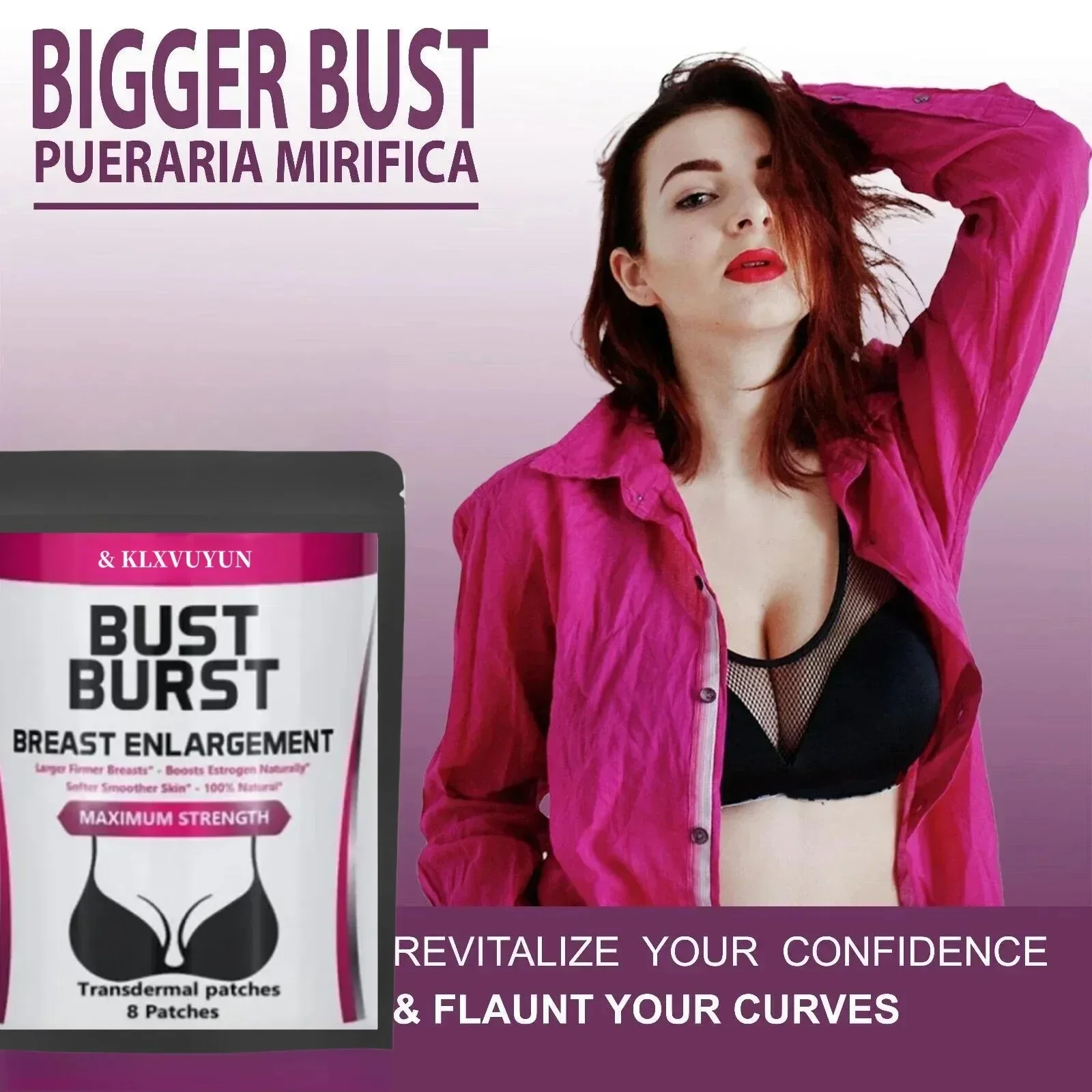 Made In Usa- Transdermal Patch Bigger Breast Enlargement Enhancement Firmer Fuller Larger Bust,