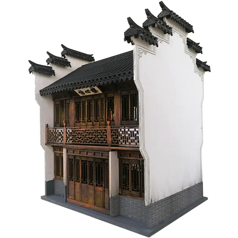 3D Chinese Classical Architecture Assembly Model Basswood Miniature Pavilion Kit for Traditional Garden Diorama Display Decor
