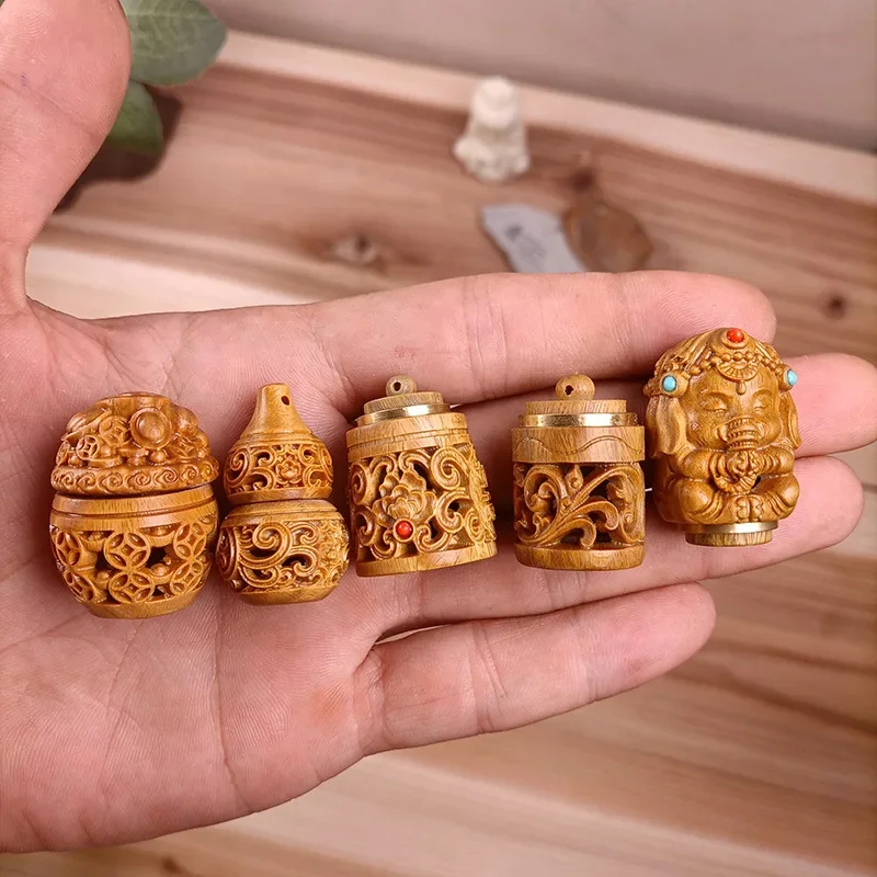 กล่องยาเม็ดไม้1ชิ้นแข็งมินิแซนวู้ดแท็บเล็ตแบบพกพากล่องเก็บยาจัดเก็บเครื่องมือเครื่องมือฉุกเฉินกลางแจ้ง