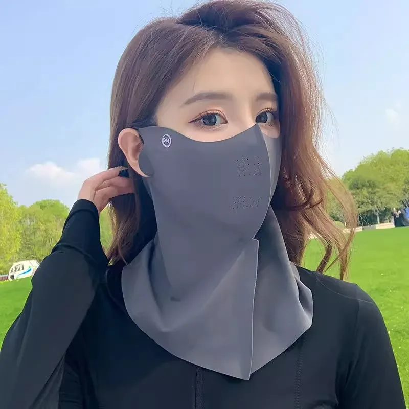 Women Summer UV Protection Neck Scarf Ice Silk Face Mask Cover Outdoor Wrap Cover Sports Cycling Sun Proof Sunscreen Dustproof