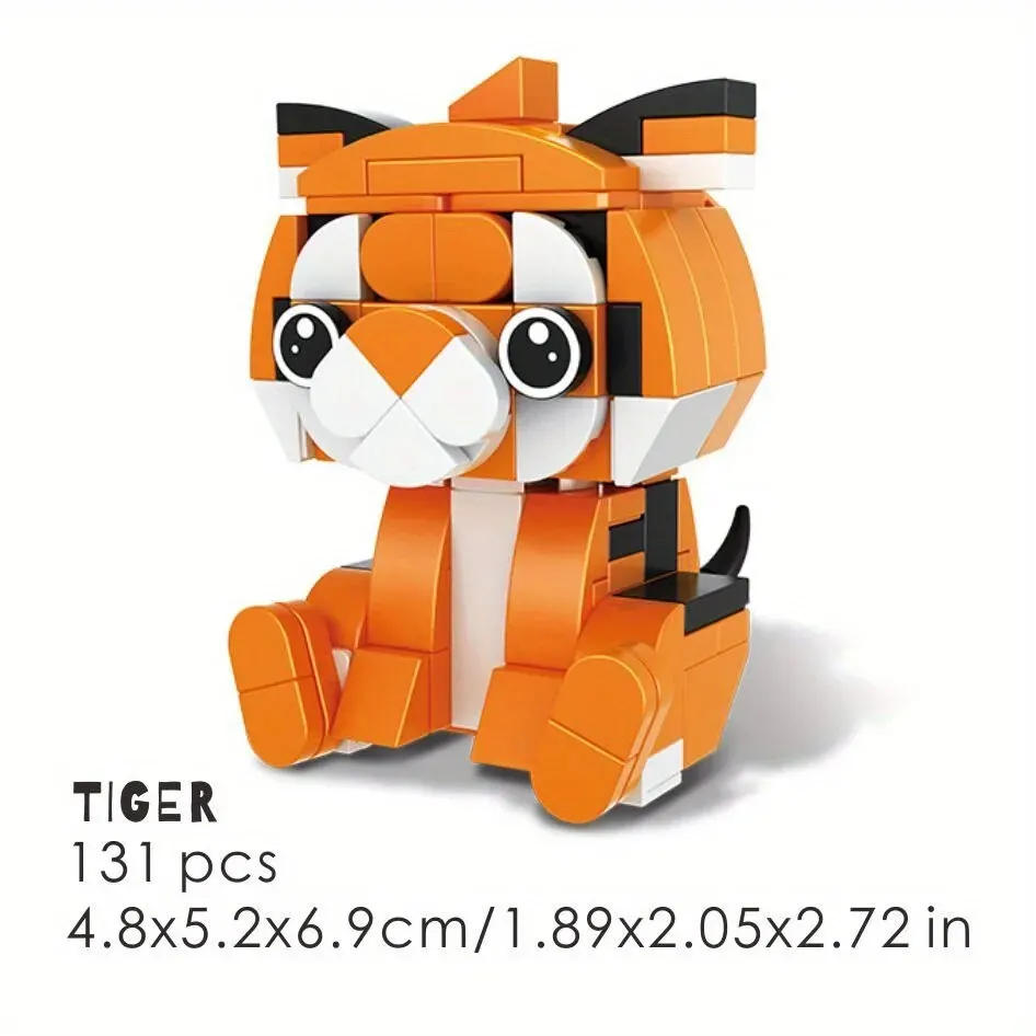 Animal World Building Block Set Mini Turtle Raccoon Rabbit Tiger Assembly Bricks Toys Creative Desktop Decoration Kids Toys Gift