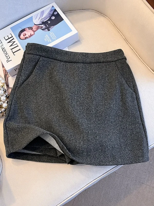 

Женская зимняя шерстяная юбка с высокой талией, облегающая, с боковой молнией, устойчивая к выцветанию, для повседневной носки