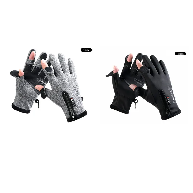 Guantes de pesca de invierno con tapa de 2 dedos, impermeables, a prueba de viento, guantes de pesca de ciclismo, protección cálida, guantes de pesca