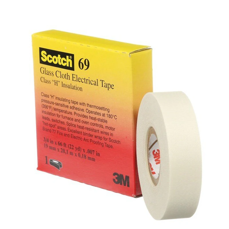 

69 Glass Cloth Electrical Tape High Temperature Resistant Flame Retardant Wire Tape 19mm*20.1m White