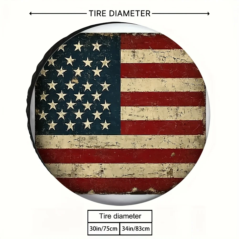 1개, 아메리칸 플래그 디자인의 야외용 타이어 커버 - 기계 세탁 가능 원단, 전기 필요 없음, 완벽한 차량용