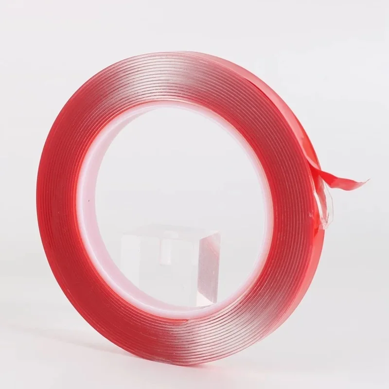 1 rolle 3m Starke Acryl Kleber PET Band Rot Film Klare Doppelseitigen Band Keine Spur Für Telefon Tablet LCD Screen Glas