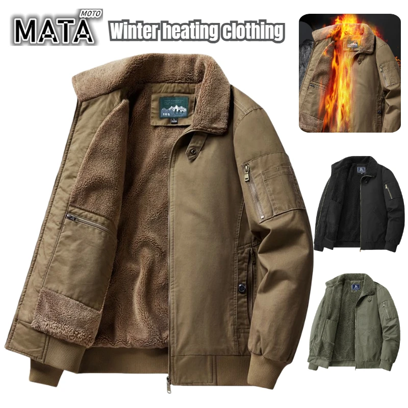 

Autumn and Winter Moto Riding Jacket Velvet Cotton Coat Thickened and Warm Loose Lapel Pure Cotton Work Jacket Casual Sherpa
