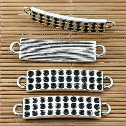 

6pcs 13*11.8mm Alloy matel tibetan silver holes curved bar connectors HWEF1501