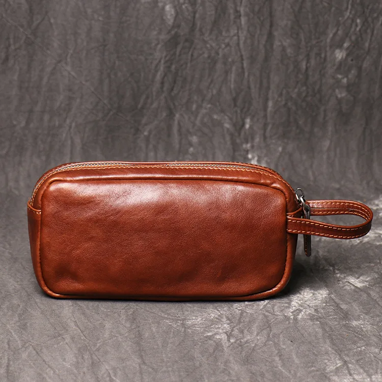 Men and women Fashion simple versatile portable coin wallet Leather soft leather zipper clutch bag