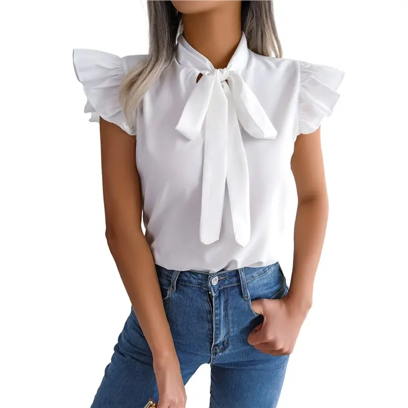 

CYL-Женская элегантная блузка с завязками на шее и рукавами-воланами