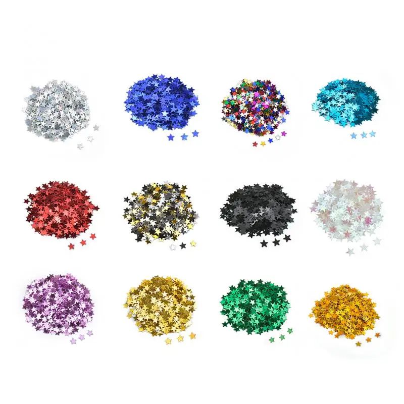 2PCS 20g 3mm Star PVC loose Sequins Glitter Paillettes for Nail Art Manicure, wedding Confetti,Ornament Accessories , Filler