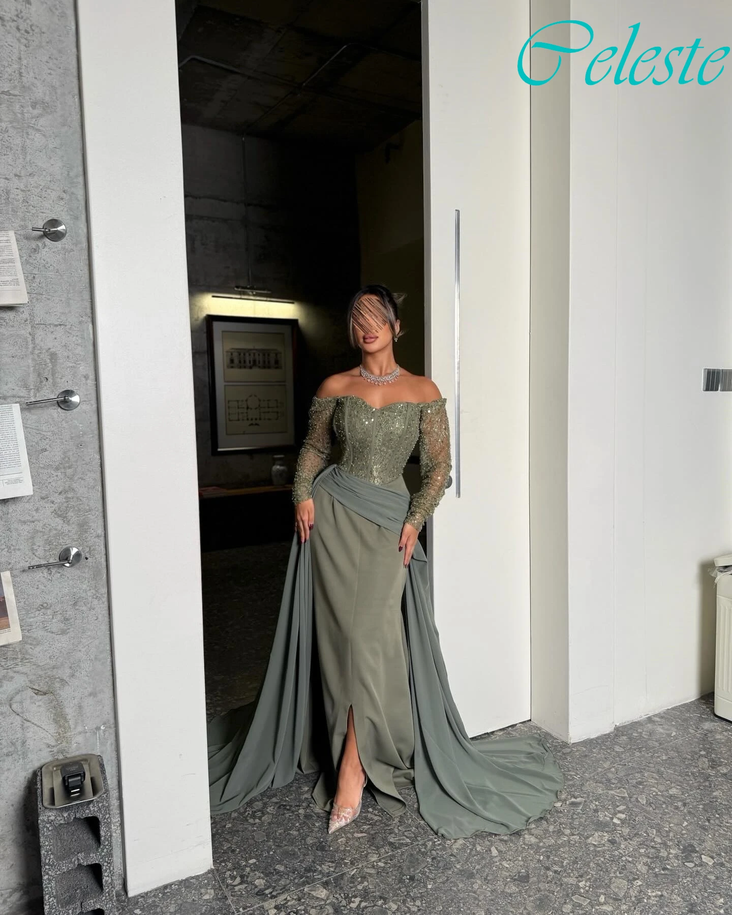 تخصيص مستقيم قارب الرقبة كاب كم فستان سهرة أنيق حساسة فساتين المشاهير مزاجه فساتين مناسبة مخصصة