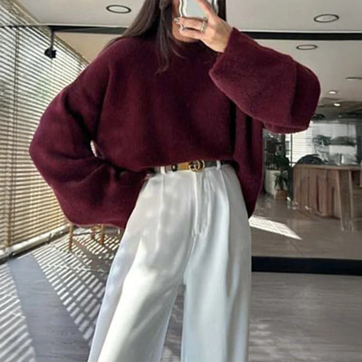 Fashion Sweater Long Sleeved Solid Color Women's 2025 Autumn Sweaters Long Sleeve Clothes Women M