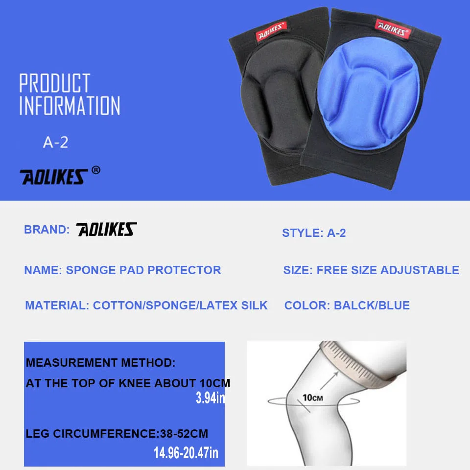 AOLIKES 1 Pair Volleyball Knee Pads, Thick Sponge Collision Avoidance Warm, Anti-Slip Knee Sleeve, for Football, Yoga, Dance