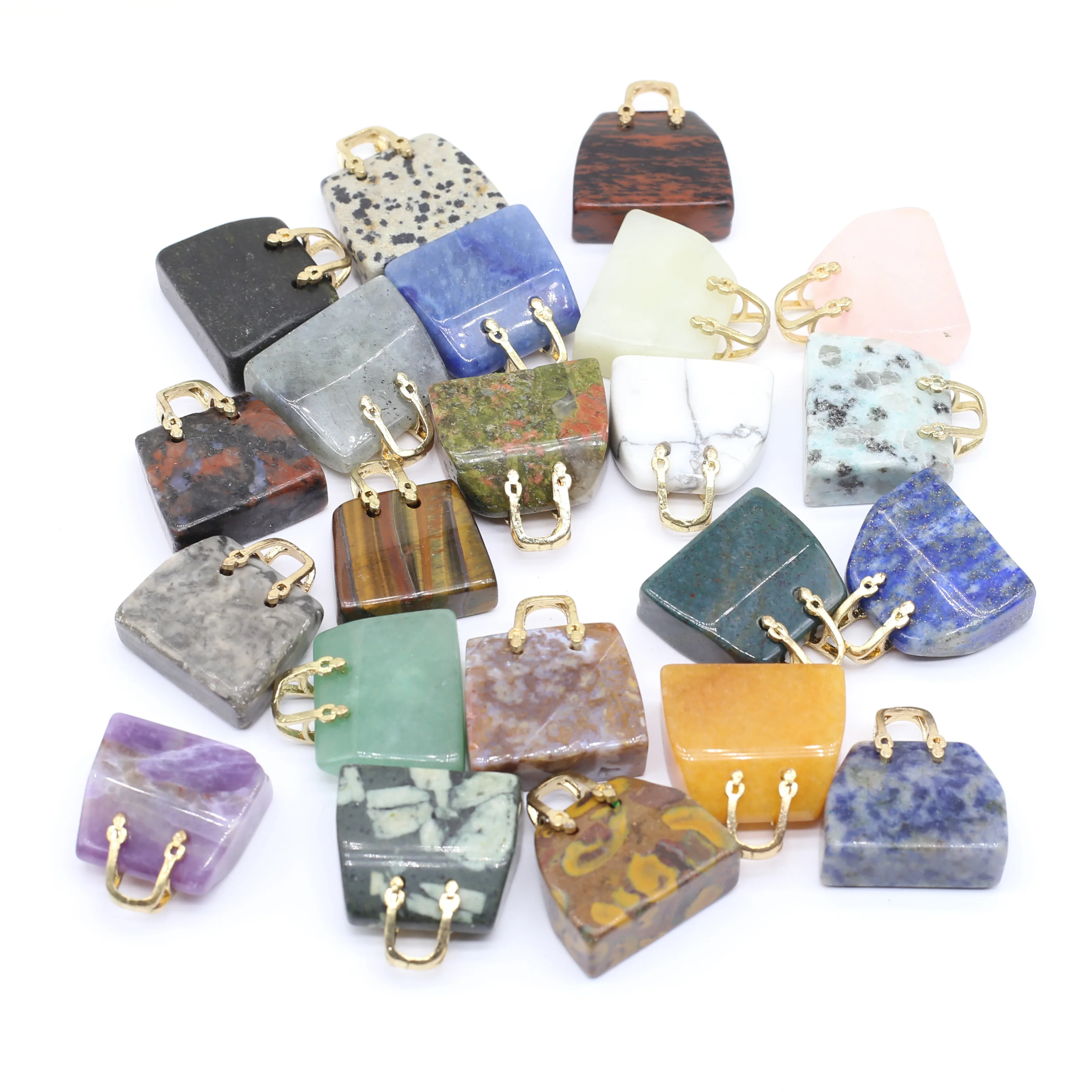 1pc Handbag Model Statue Natural Stones Ornament Carved Purse Bag Healing Reiki Figurine Yoga Energy Crystal Agate Home Decor