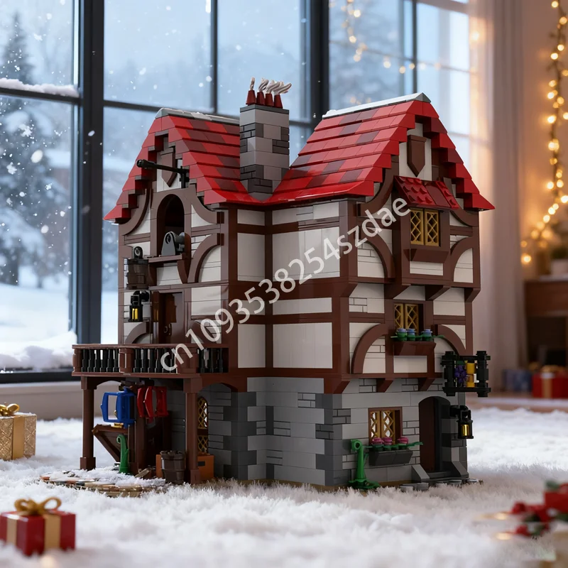 

1217pcs MOC Medieval Alley S Inn Castleed Model Building Blocks Construction Toy Assemble DIY Creative Christmas Gifts Idea