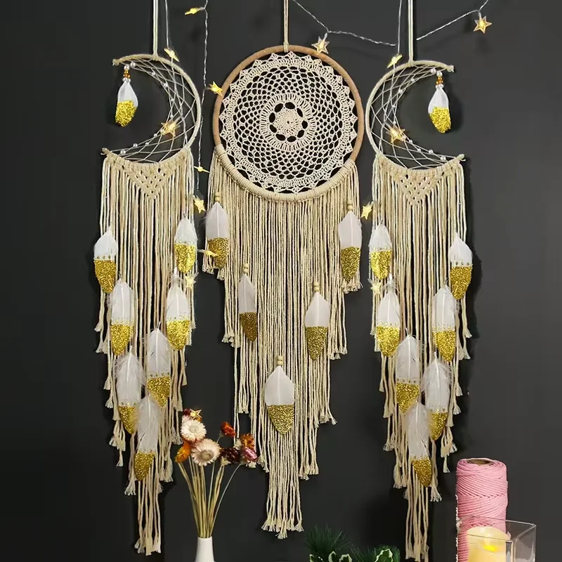 Dream Catchers Boho Home Decor Macrame Handmade Wall Hangings Ramadan Baby Bedroom Nordic Room Kids Nursery Ornament Gift