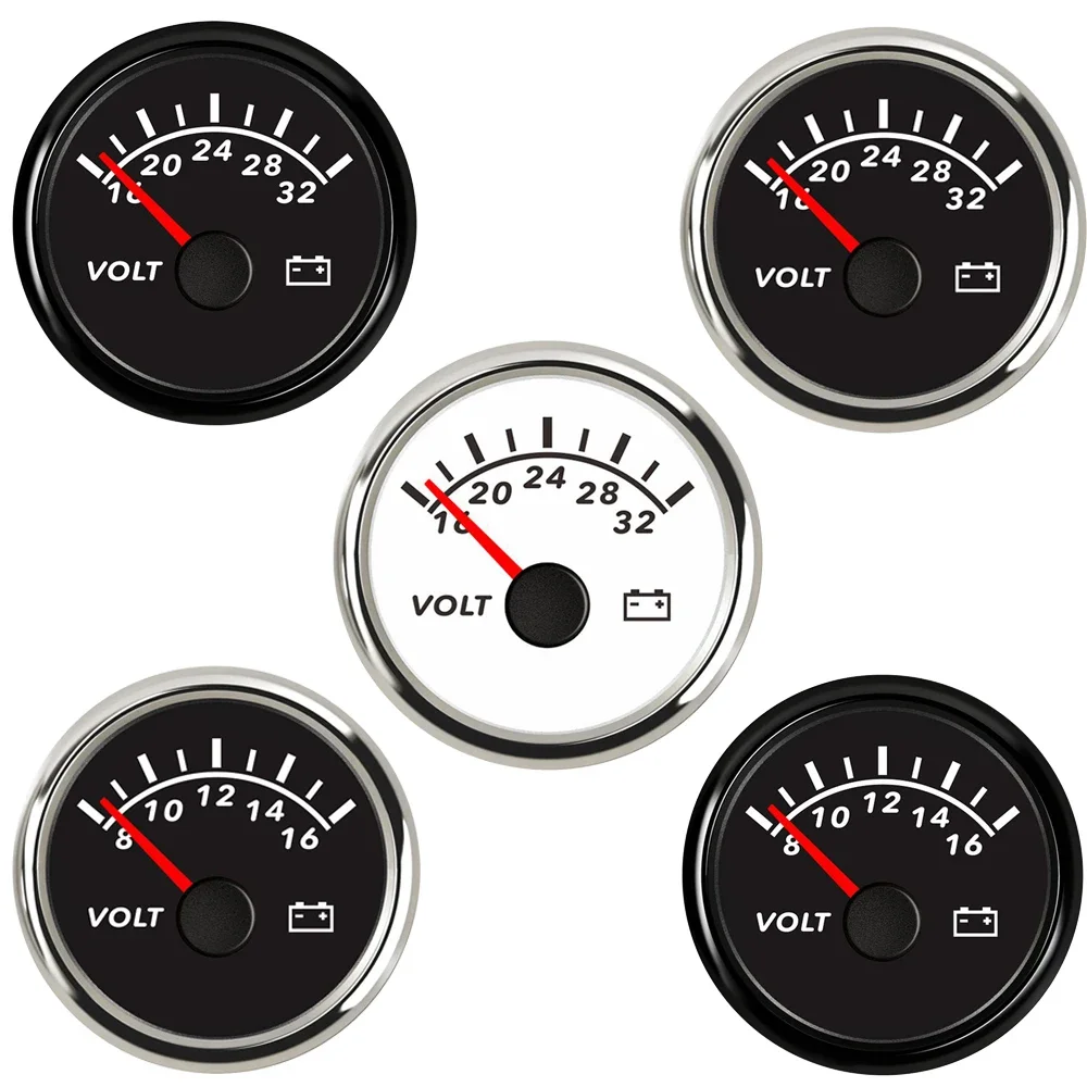 

12v Car Voltmeter 8-16 / 16-32 Volts 52mm Waterproof Volt Gauge with Red Backlight for Caravan Car Boat Motorcycle Volt Meter