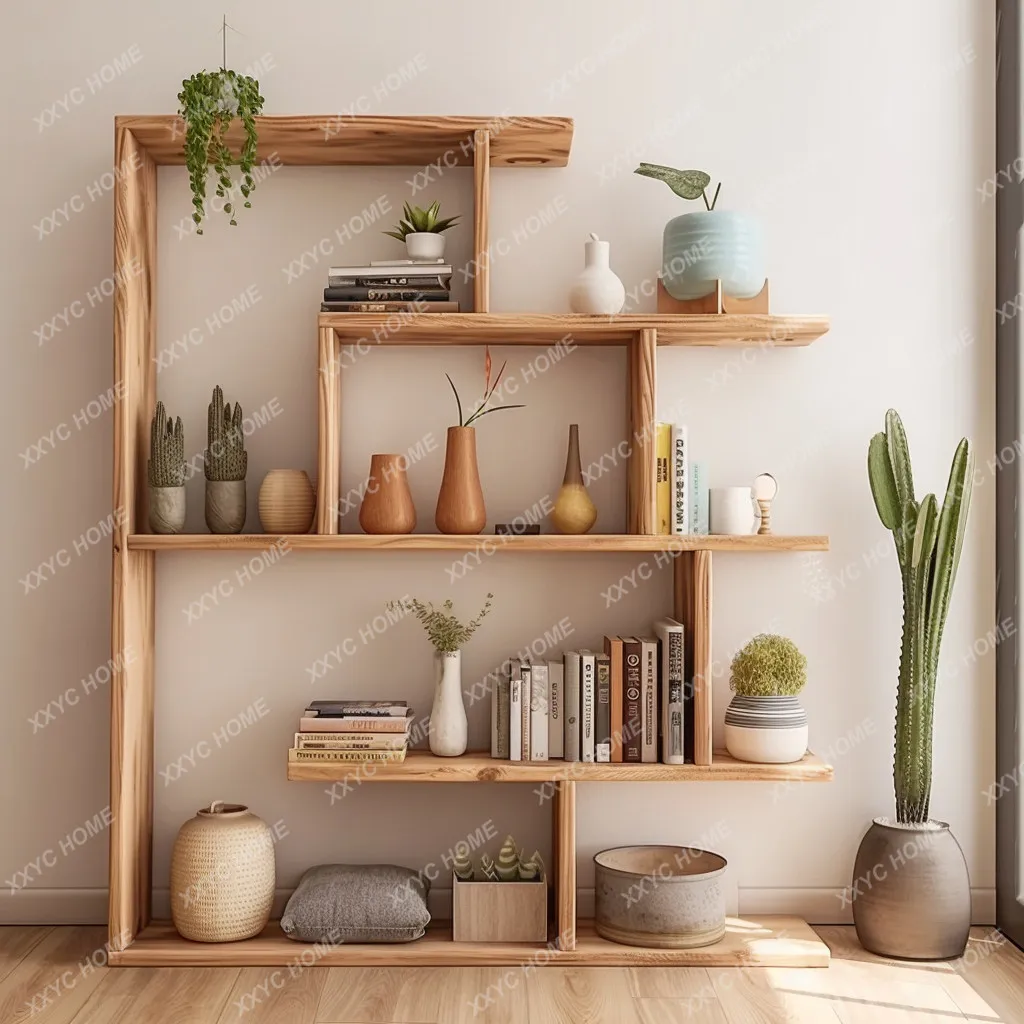 

solid wood shelf Bogu storage shelf customized multi-layer tea display wall storage rack