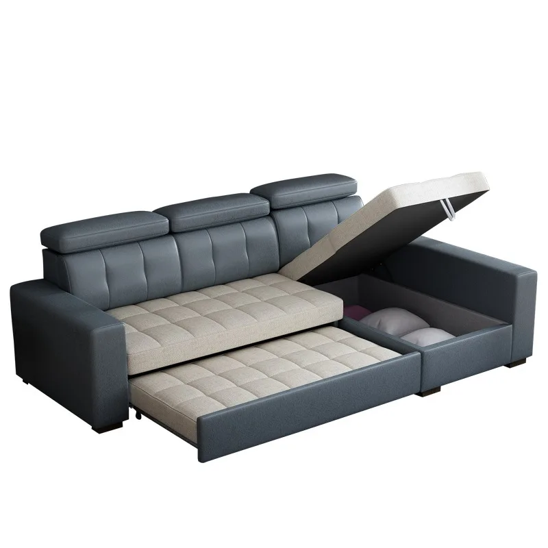 

Sofa bed dual-purpose multi-functional living room push-pull foldable small apartment storage technology cloth corner sofa