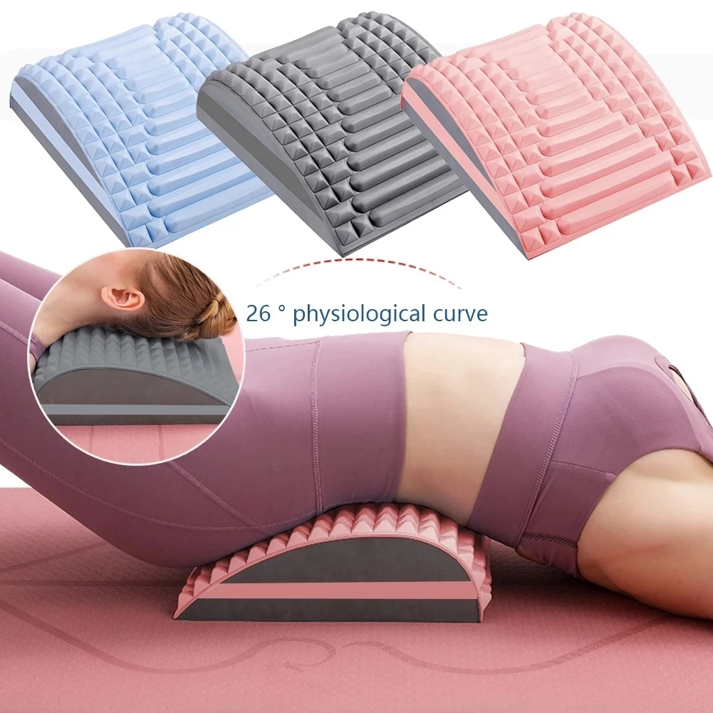 Back Stretcher Pillows Lumbar Support Waist Spine Stretch Posture Corrector Cervical Traction Brace Pillow Fitness Massage Relax