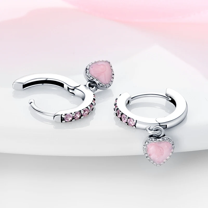 New Earrings For Womens 925 Silver Color Sparkling Zircon Butterfly Unicorn Heart Hoop Earrings Luxury Fine Party Jewelry Gift