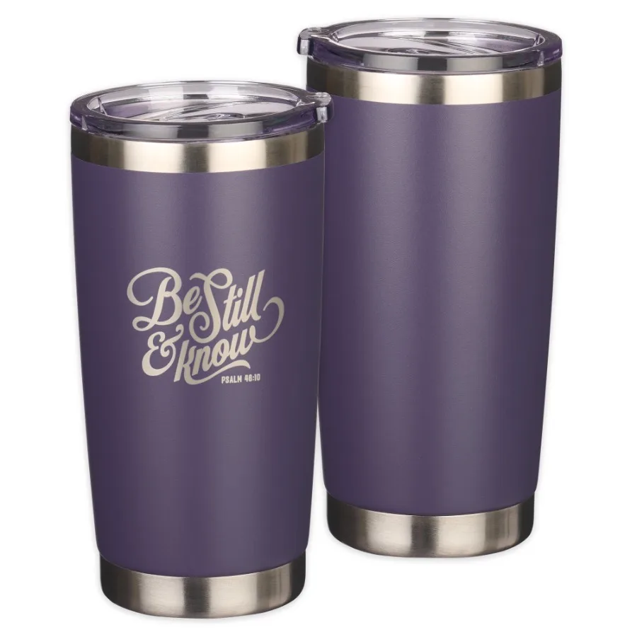 Stainless Steel Double-Wall Vacuum Insulated Tumbler Travel Mug for Women: Be Still and Know - Psalm 46:10 Bible Verse Non-Toxi