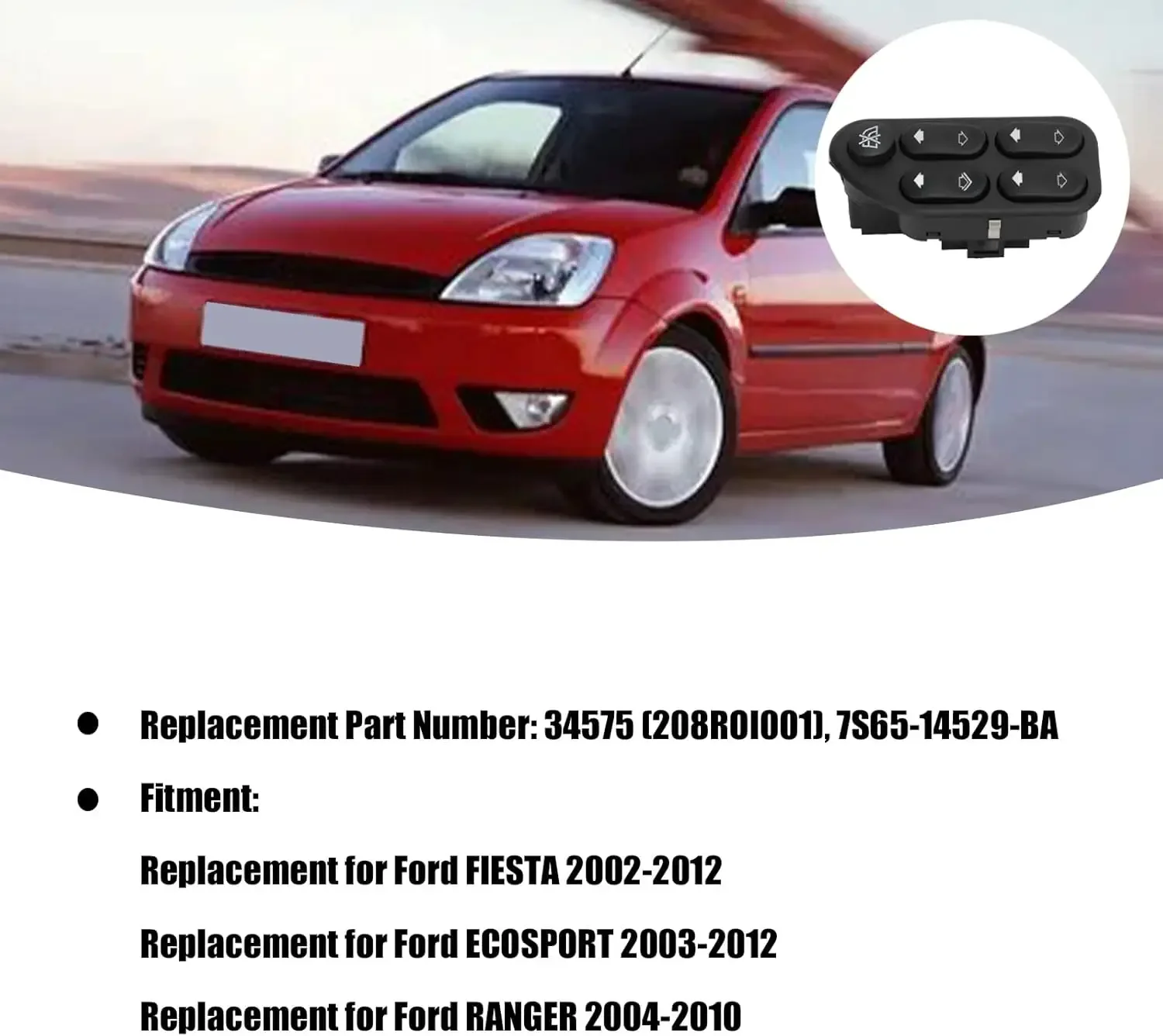 Interruptor ventana eléctrica, 7S65‑14529‑BA Reemplazo para ECOSPORT 2003‑2012