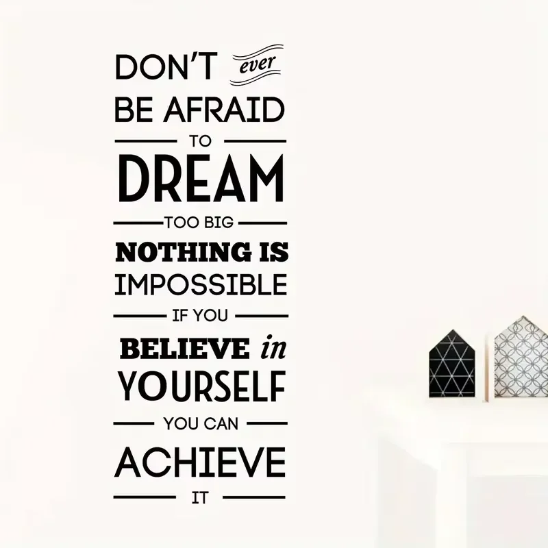 Don't Be Afraid to Dream Inspirational Positive phrase Quotes Vinyl Wall Sticker Life Dreams Art Decals Home Decor
