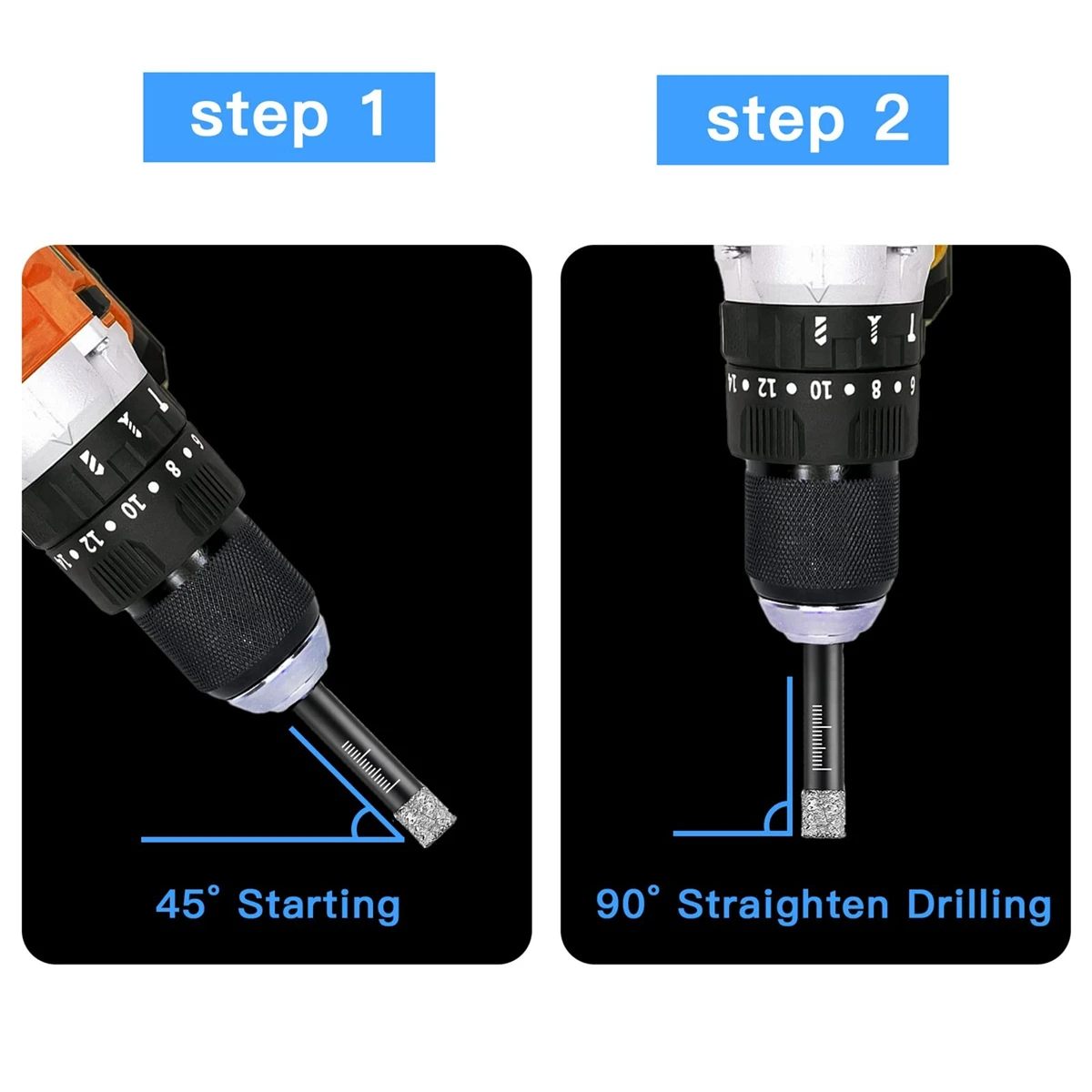 

6 шт. алмазные сверла для фарфоровой плитки, 6 мм, 8 мм, 10 мм, 12 мм, наборы сверл для плитки, сухие сверла с круглым хвостовиком-AA26
