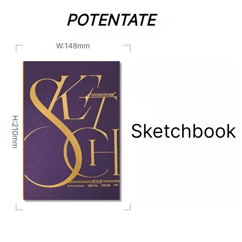 40 Sheets POTENTATE Minimalist 180g Glue-bound Sketchbook,  Ink-resistant, Suitable For Art Students' Drawing And Sketching.