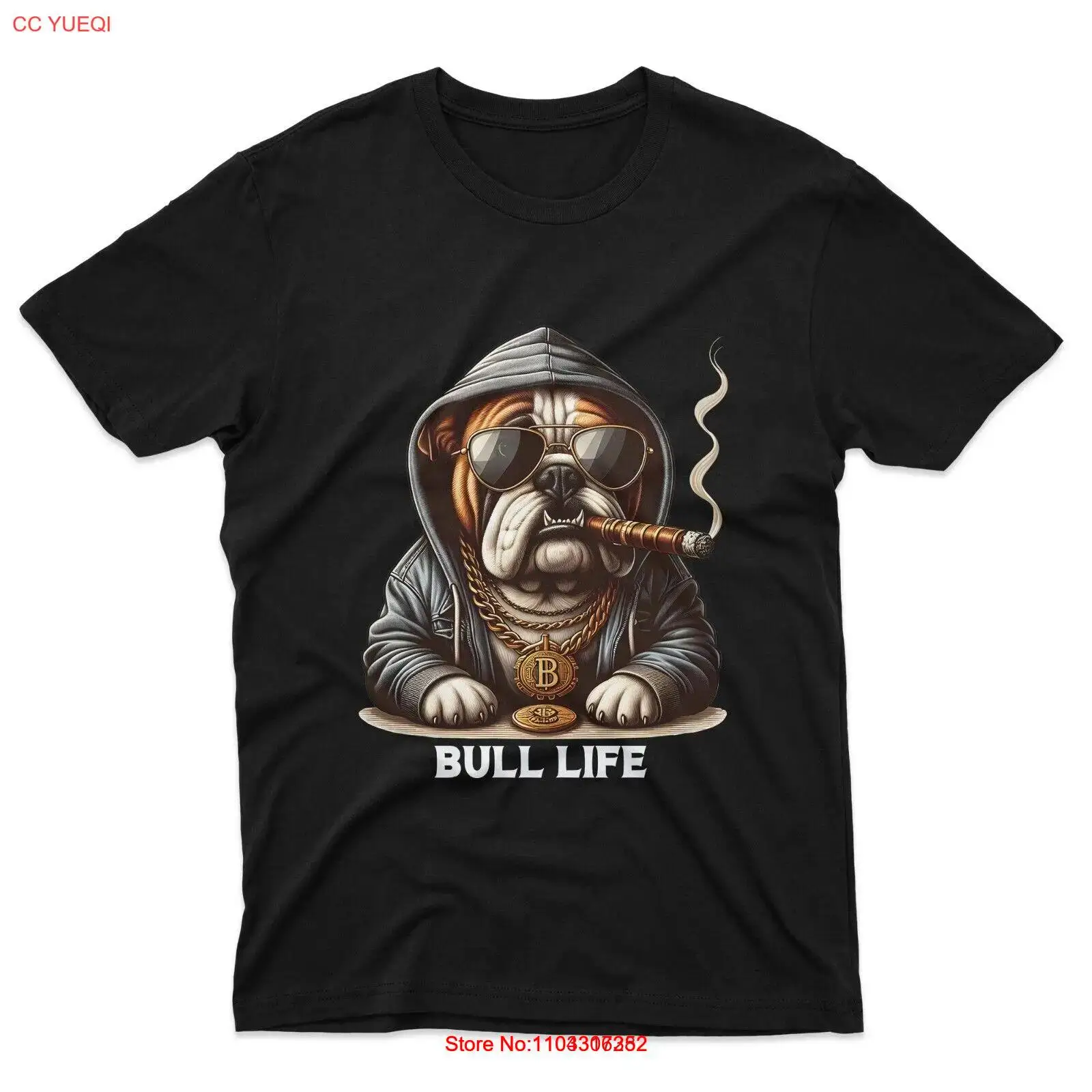 Funny Black T-Shirt Bull Life Thug Life Raper Gangster Cool Bull Dog Tee