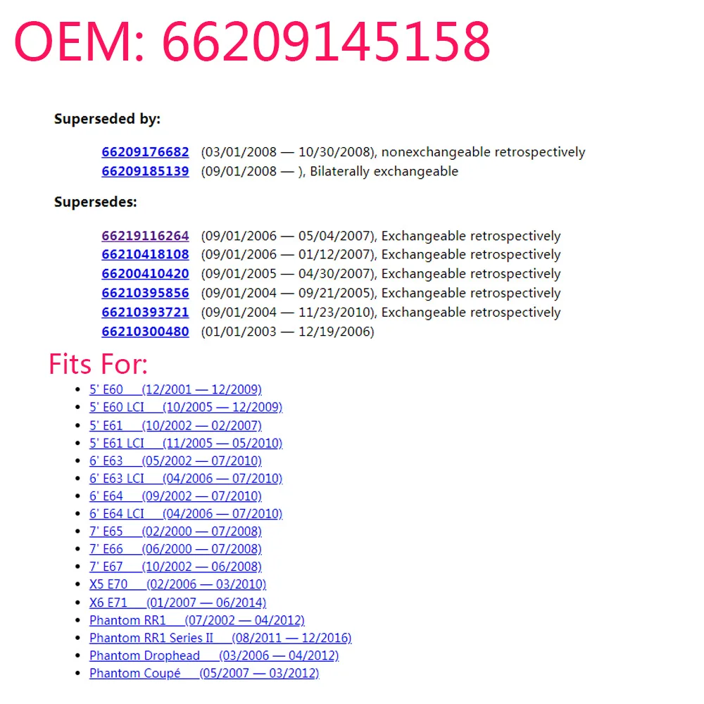 OEM 66219145158 PDC Module New For BMW 5 7 X5 Series E60 E61 E63 E65 E70 PDC Parking Control Module Unit 9116264 ,66219116264