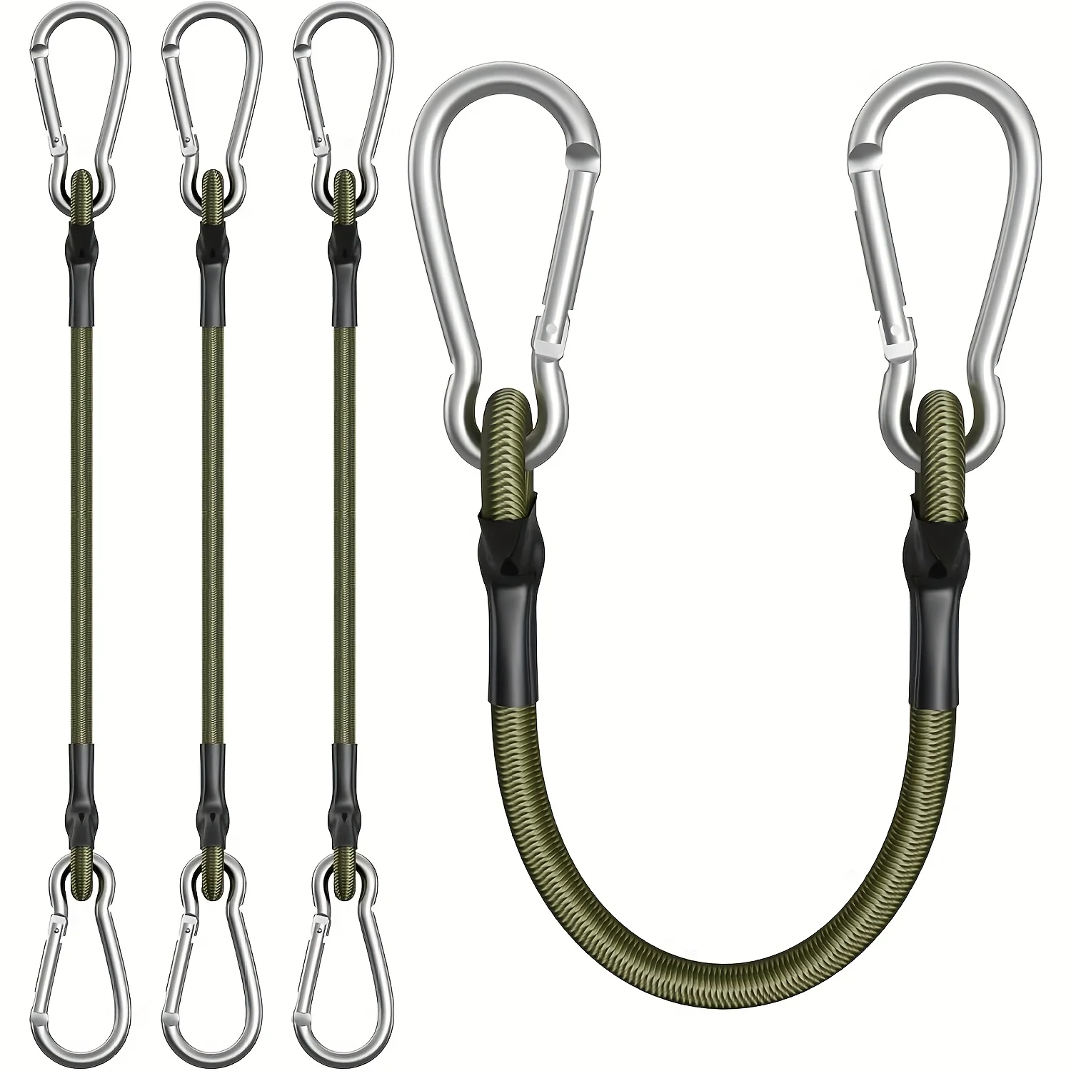 2Pcs Elastic Rope Aluminum Hook 8mm Shock-absorbing Rope Flexible Tent Cord Luggage Binding Strap for Outdoor Camping Hiking