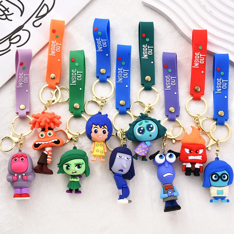 

Disney Angers Disgusts Joys Anime Cartoon Keychain Kawaii Inside Outs New Car Keychain Pvc Couple School Bag Pendant Gift