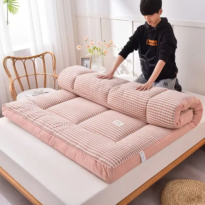 Tatami Mattress Dormitory Single Double Folding Mattress Floor Mat Futon Soft Cushion Sponge Mat Topper Foldable Sleeping Pad