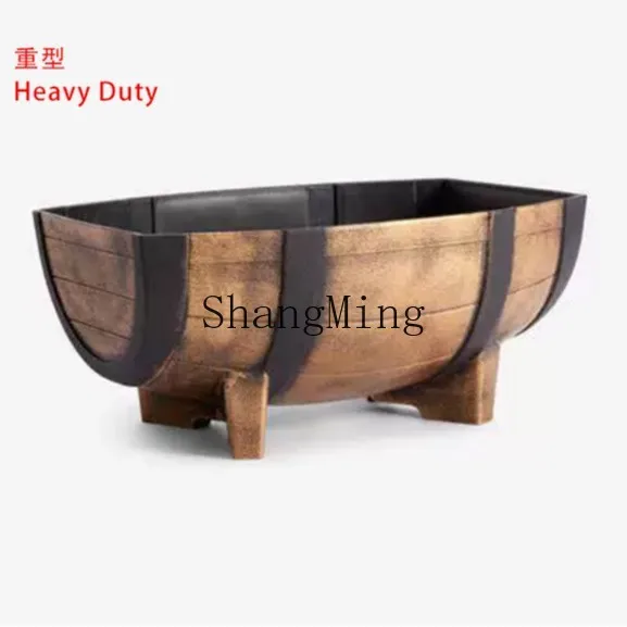 CL Modern Simple Light Luxury Advanced Creative Gardening Plastic Imitation Wooden Barrel Flower Pot
