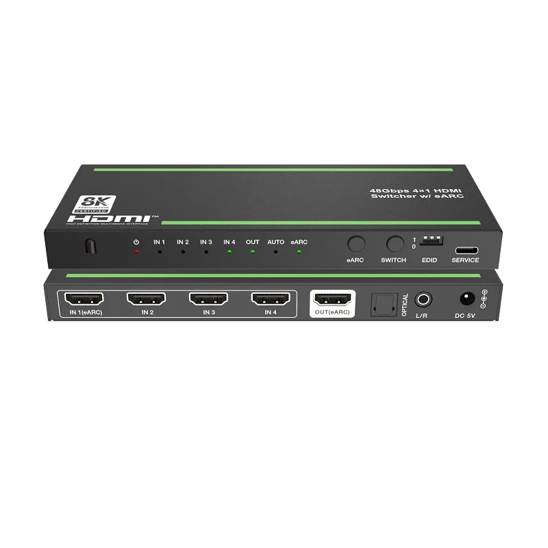 HDMI-compatible Switch 8K@60Hz 4x1 eARC/ARC Audio Extractor SPDIF EDID Management 48Gbps 4K@120Hz VRR ALLM for PS5 XBOX Series X