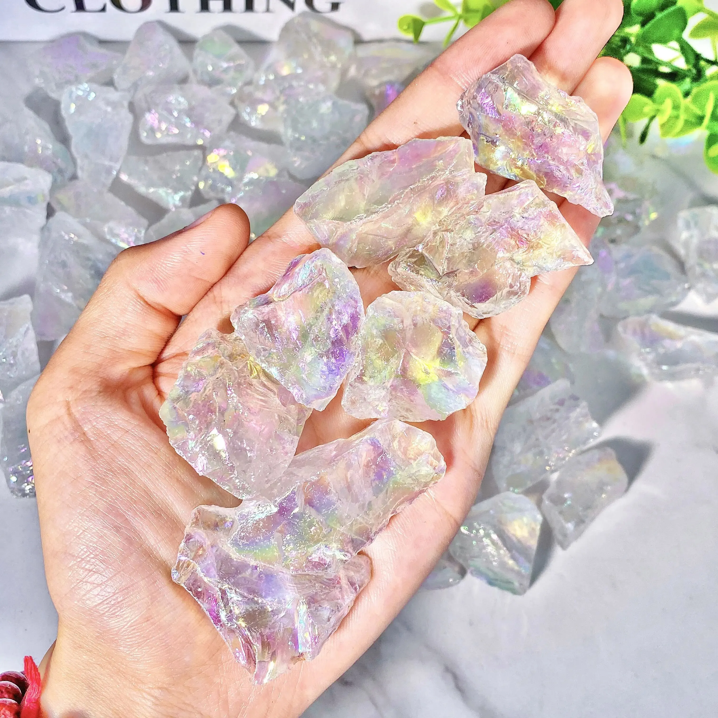 1PC High Quality Aura Clear Quartz Raw Stone Natural Crystal Raw Stone,Gemstone Jewelry,Glitter, Healing Crystal, Birthday Gift