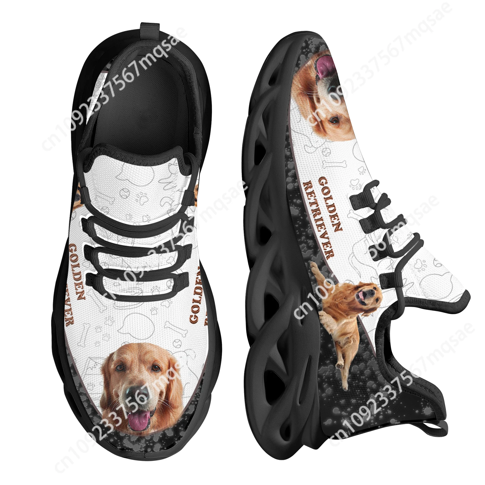 

Custom Golden Retriever Design Women's Mesh Swing Sneakers Outdoor Running Shoes Wear Resistant Lace-up Platform Tennis Hot