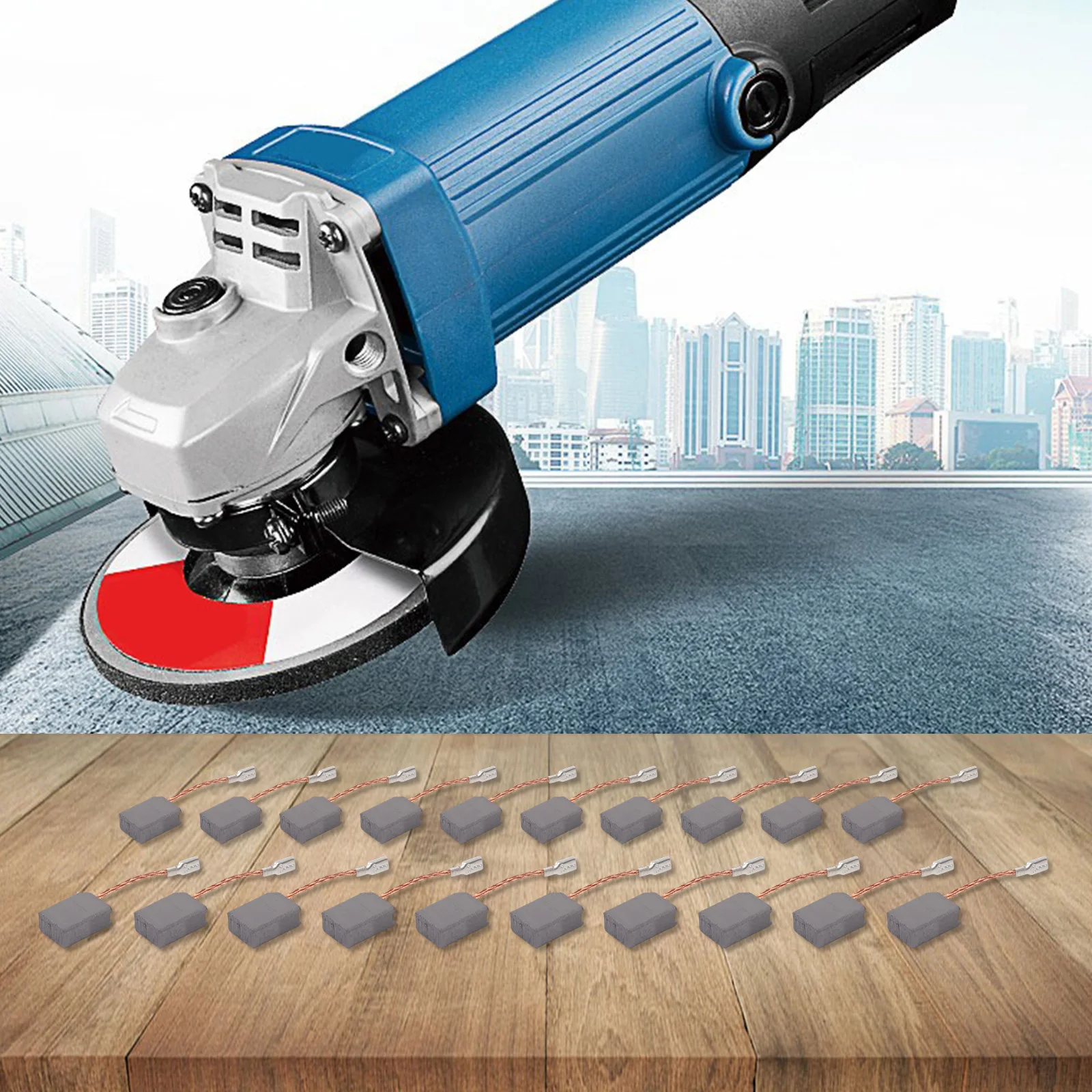 

For compatibility use with angle grinder models set contains twenty carbon brushes dimensions six x eleven x fifteen mm