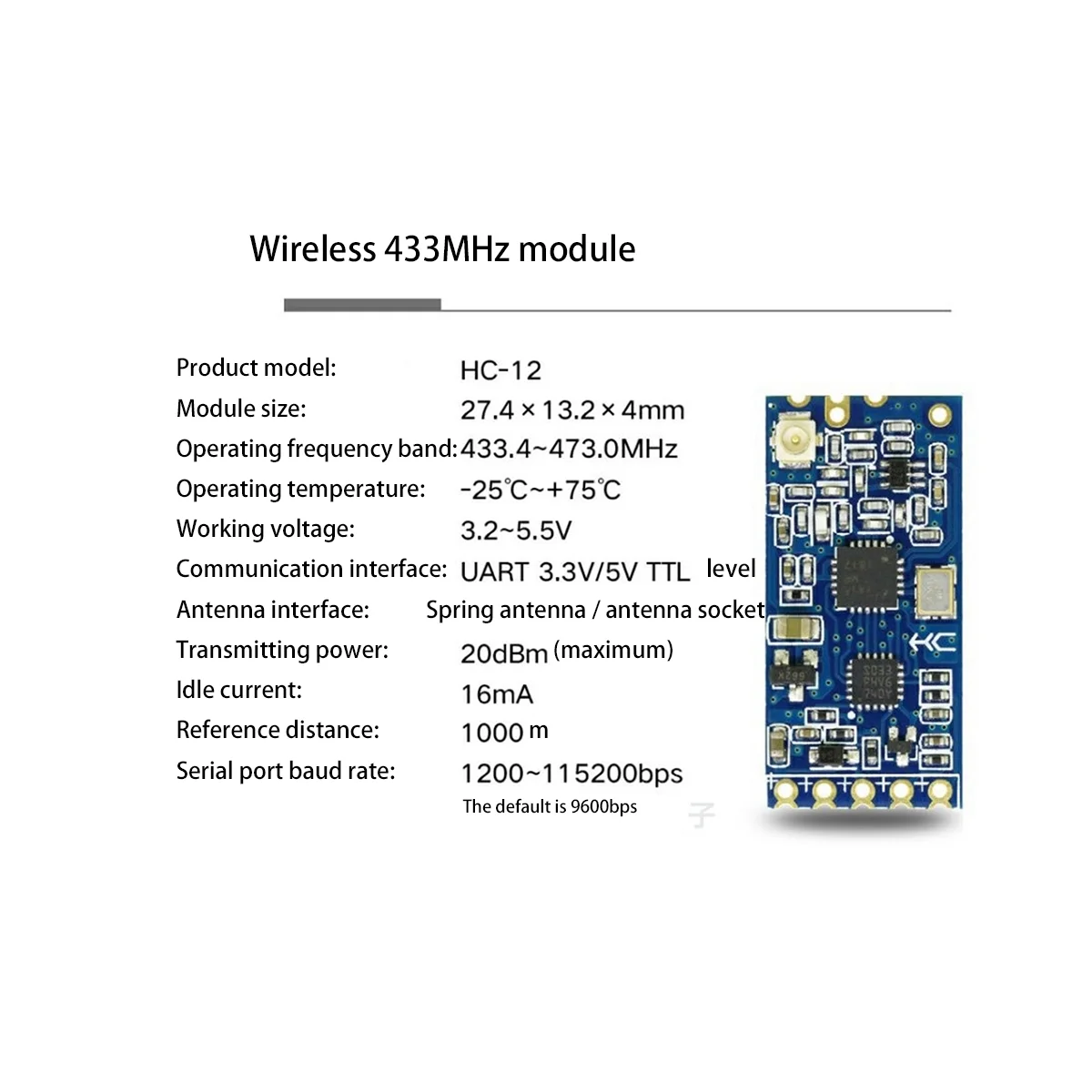 وحدة المنفذ التسلسلي اللاسلكية ، استبدال بلوتوث ، HC-12 ، 433Mhz ، SI4463 ، 1000M ، HC12 ، 4 قطعة