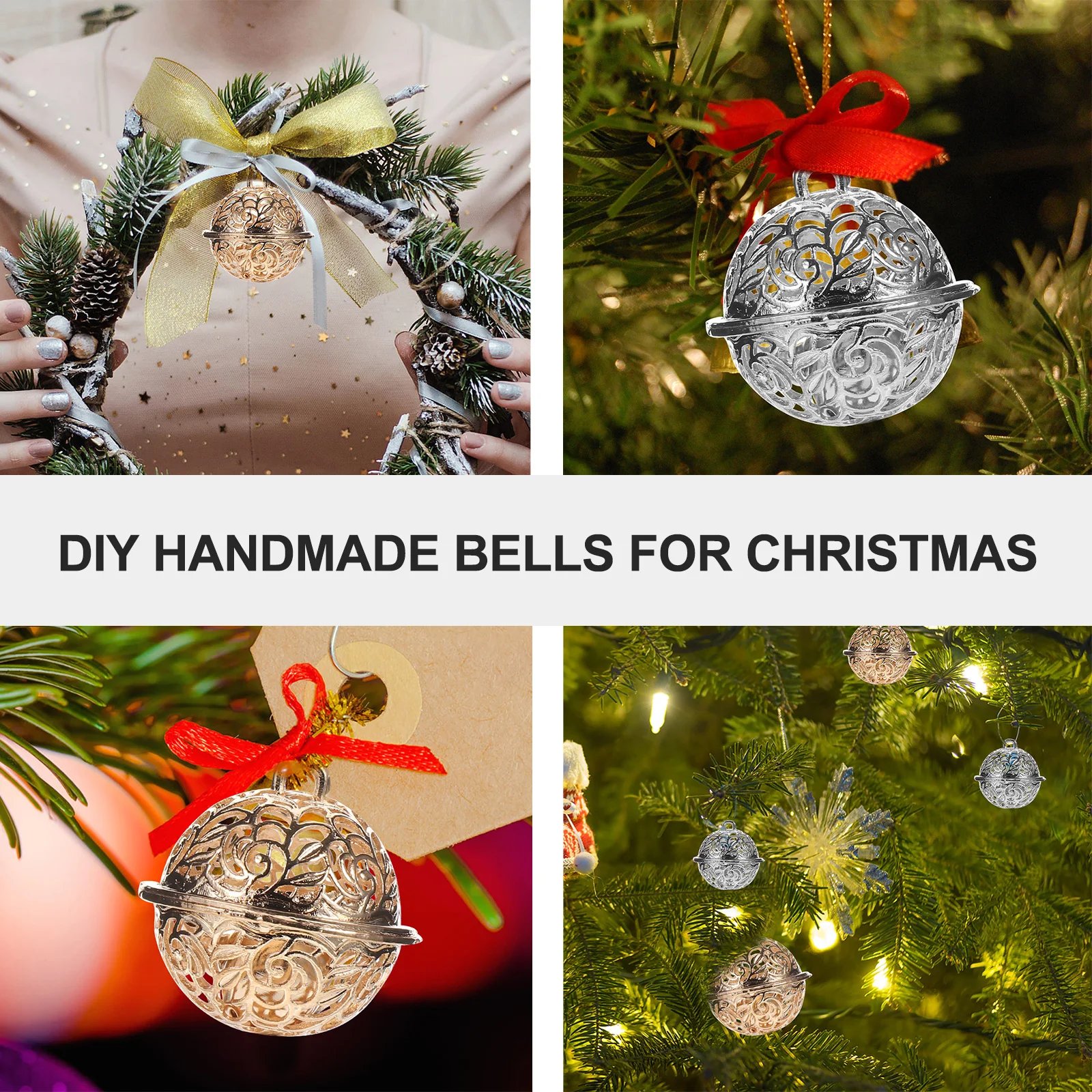 

20pcs Bell Hollow Pendant Jingle DIY Party Supplies Crafts Decor Durable Metal Hanging Wind Chimes Jewelry Gifts