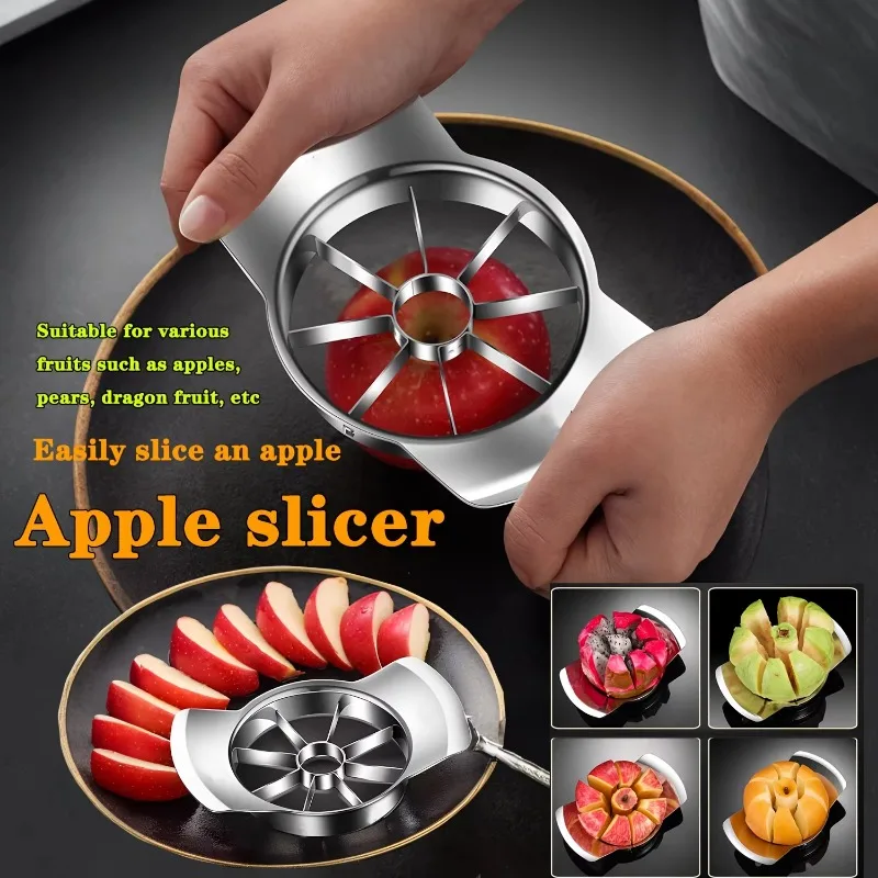 Stainless Steel Slicer and Peeler Set for Apples, Oranges, and More - Easy-to-Use Kitchen Gadget, Fruit Slicing Tool