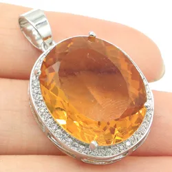 Buy 4 Get 1 Free 34x21mm Big Oval Gemstone Blood Ruby Morganite Purple Spinel Golden Citrine CZ Women Dating Silver Pendant