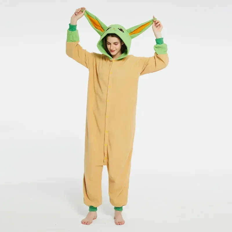 Cosplay Costume The Mandalorian Yoda Baby Grogu Pajamas Winter Lovers Anime Kigurumi Adult Men Women Cartoon
